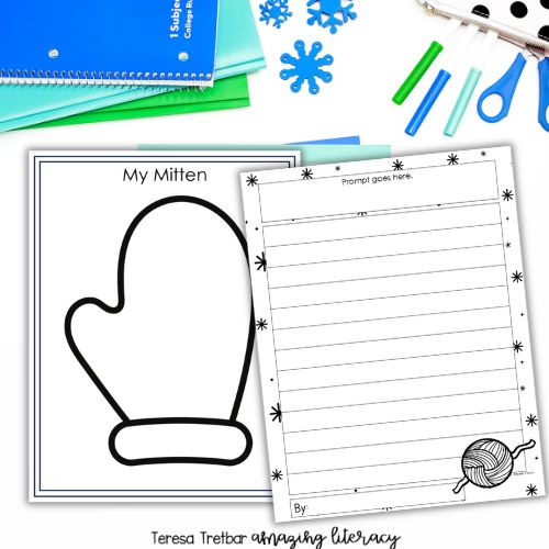 Winter mitten themed writing paper