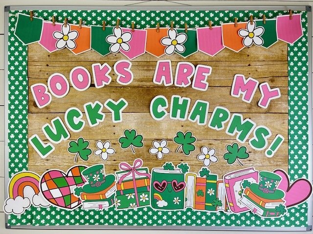 st patricks day library bulletin board books are my lucky charms