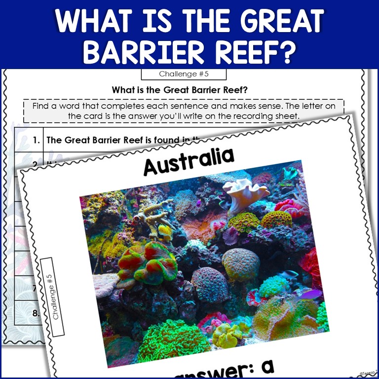 Cloze sentences about the Great Barrier Reef in Australia
